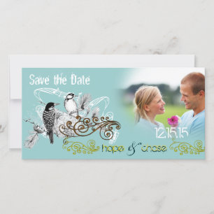 Save The Date Oiseaux de l'amour vintage Sauvegarder la date Vot