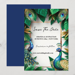 Save The Date Oiseaux de paon plumes d'oiseau de luxe élégant