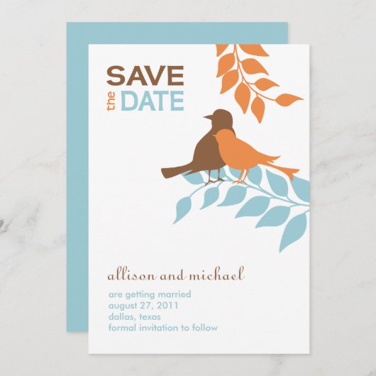 Save The Date Oiseaux en Silhouette Enregistrer la Date (Devant / Derrière)