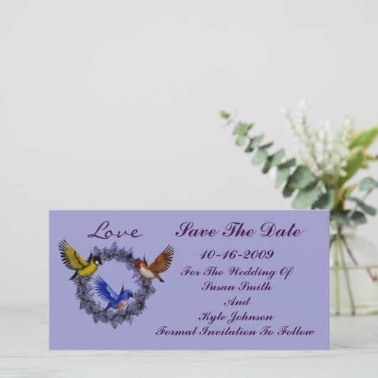Save The Date Oiseaux Sur Le Mariage De Serrures Enregistrer La (Debout devant)