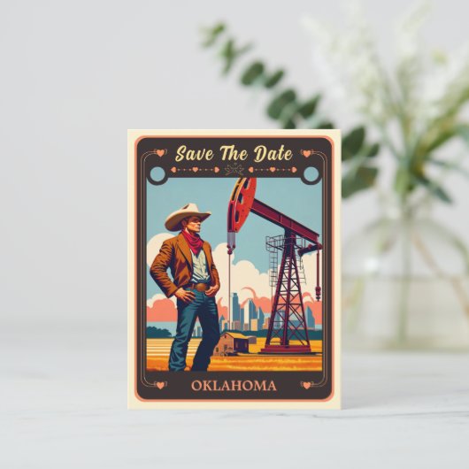 Save the date | Oklahoma Invitation Briefkaart (Staand voorkant)