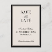 Save The Date Old Money Classy Timeless Black Cream Wedding (Devant)