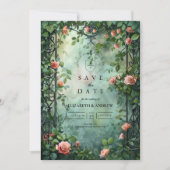 Save The Date Old World Botanical Rose Garden Wedding (Devant)