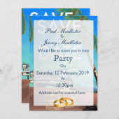 Save the Date oldtimer en trouwringen. Kaart (Voorkant / Achterkant)