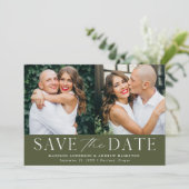 Save The Date Olive Green 2 photo moderne et élégant (Debout devant)
