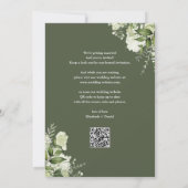 Save The Date Olive Green Floral Greenery QR Code Mariage (Dos)