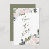 Save The Date Olive Green Floral Sauvez la date Non Photo (Devant / Derrière)