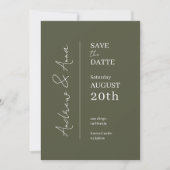 Save the Date Olive Green Kaart - Charmant (Voorkant)