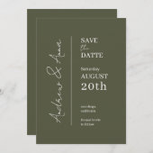 Save the Date Olive Green Kaart - Charmant (Voorkant / Achterkant)
