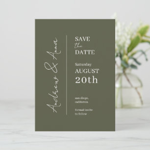 Save the Date Olive Green Kaart - Charmant