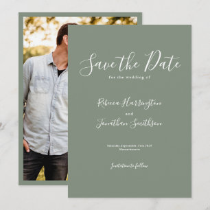 Save The Date Olive Green Minimal Wedding Enregistrer La Date
