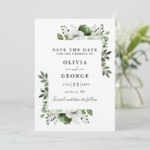 Save The Date Olive Green Moderne Aquarelle Florale Photo Mariag (Debout devant)