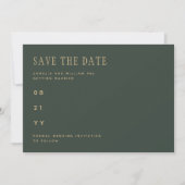 Save The Date Olive Moss Green Gold Wedding ENREGISTRER LA DATE (Devant)