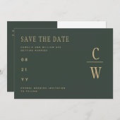 Save The Date Olive Moss Green Gold Wedding ENREGISTRER LA DATE (Devant / Derrière)