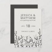 Save The Date Olive noir ・ Mariage Fleur sauvage rustique (Devant / Derrière)