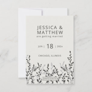 Save The Date Olive noir ・ Mariage Fleur sauvage rustique