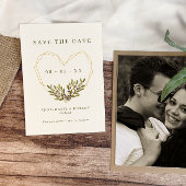 Save The Date Olives et Feuille Geometrique Heart Mariage Photo