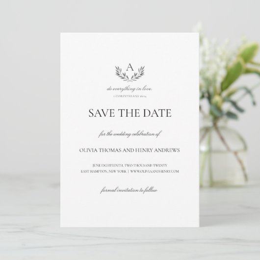 Save The Date Olivia Christian Mariage Monogramme Enregistrer la (Debout devant)