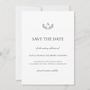 Save The Date Olivia Élégant Mariage Monogramme Enregistrer la D