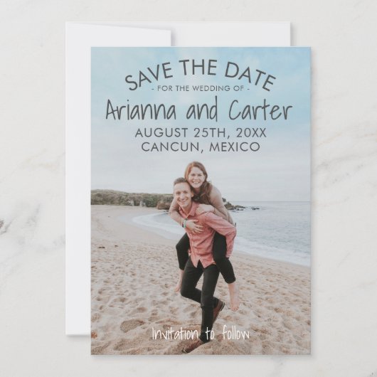 Save The Date Ombre Beach Destination Ocean Enregistrer La Date (Devant)