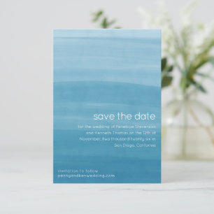 Save The Date Ombre Gradient Dip Dye Ocean Blue