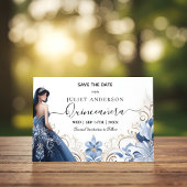 Save The Date Ombre ivoire Ciel or Royal Blue Quinceaner