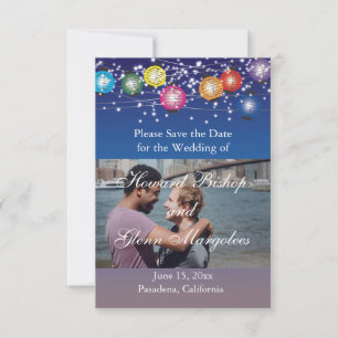 Save The Date Ombre Rainbow Lanterns PHOTO Enregistrer la date
