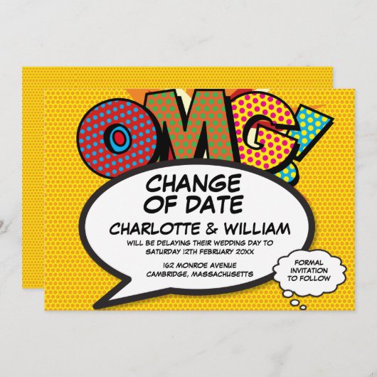 Save The Date OMG Report de Date Bande Dessinée Pop Art (Devant / Derrière)