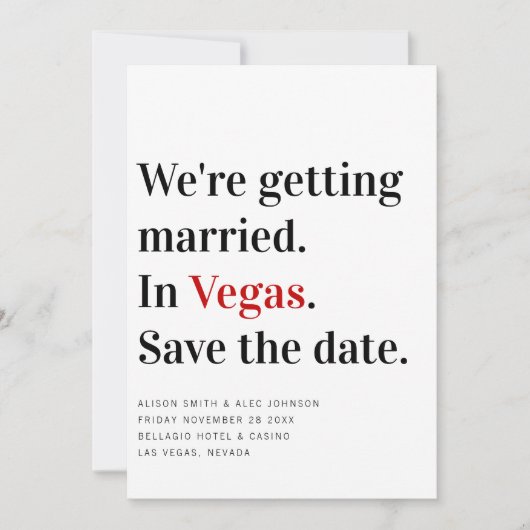 Save The Date On se marie Mariage à Vegas Réserver la date (Devant)