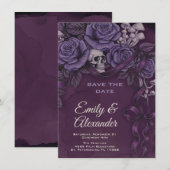 Save The Date One Love, Conception de mariage gothique prune (Devant / Derrière)