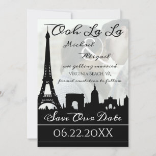Save The Date Ooh La La Paris Skyline Photo personnalisée