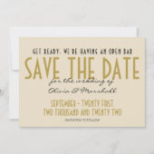 Save The Date Open Bar Cream Art Déco Typographie Simple Photo (Devant)