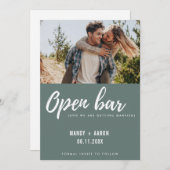 Save The Date Open Bar Modern Photo Mariage Funny Enregistrer la (Devant / Derrière)