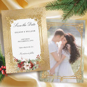 Save The Date Opulence dorée Noël Mariage floral