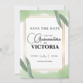 Save The Date or Aquarelle Sage papillon vert Quinceanera (Devant)