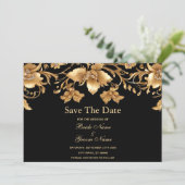 Save The Date Or Black Ornate Floral Enregistrer La Date (Debout devant)