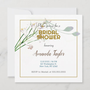 Save The Date Or Blanc Floral Minimaliste Enterrement de Vie de