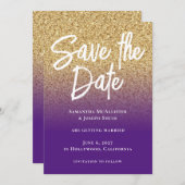 Save The Date Or brillant ombré royal violet (Devant / Derrière)