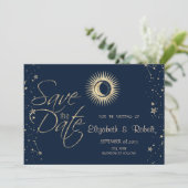 Save The Date Or Céleste Soleil Et Lune Étoiles (Debout devant)