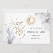 Save The Date Or céleste Soleil, Lune, Étoiles (Devant)