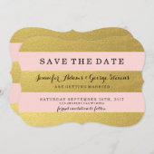 SAVE THE DATE OR CHIC | STRIPES ROSES ENREGISTRER LA DATE (Devant / Derrière)