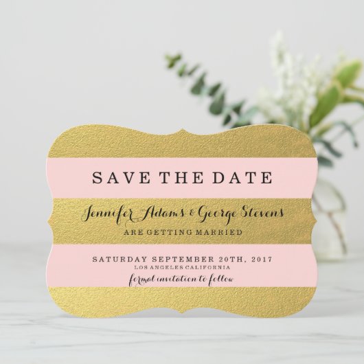 SAVE THE DATE OR CHIC | STRIPES ROSES ENREGISTRER LA DATE (Debout devant)