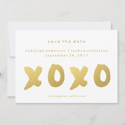 Save The Date Or chic | XOXO Simple Modern Enregistrer la date (Devant)