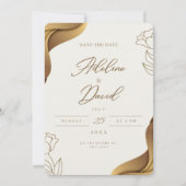 Save The Date Or Élégant Enregistrer L'Invitation Date (Devant)