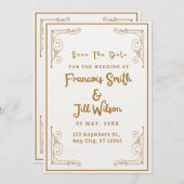 Save The Date Or Et Blanc Élégant Enregistrer L'Invitation Date (Devant / Derrière)