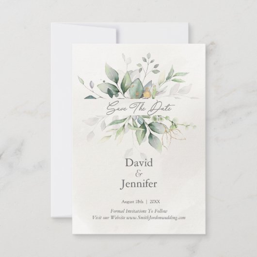 Save The Date Or Eucalyptus Vert (Devant)