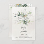 Save The Date Or Eucalyptus Vert (Devant / Derrière)