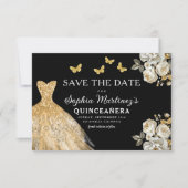 Save The Date Or floral Enregistrer la date Anniversaire Quincea (Devant)