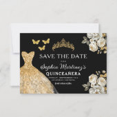 Save The Date Or floral Enregistrer la date Anniversaire Quincea (Devant)