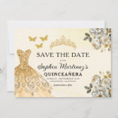 Save The Date Or floral Enregistrer la date Anniversaire Quincea (Devant)